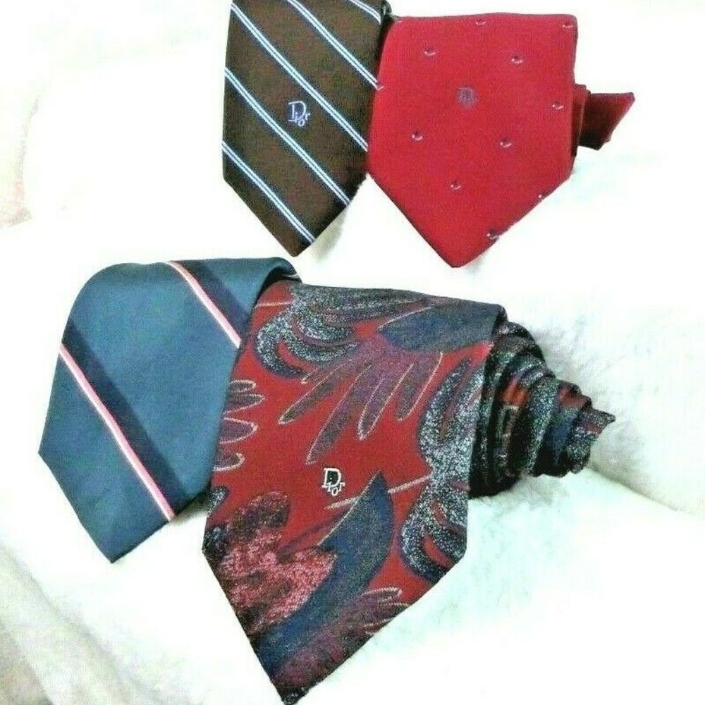 Vintage Christian Dior Silk & Silk Blend Tie Lot 4